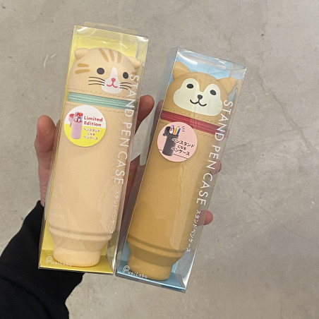 Cat and Shiba pen holders together